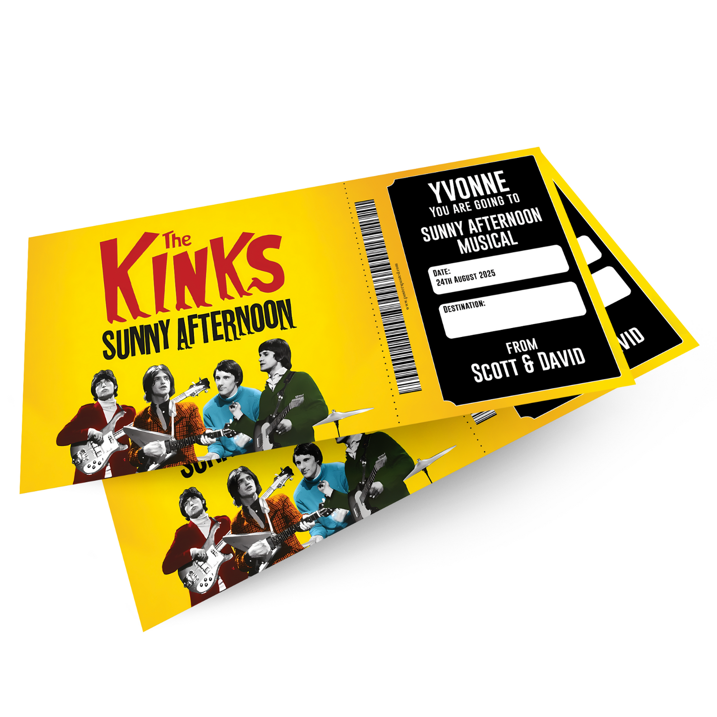 Sunny Afternoon The Kinks Musical Ticket Gift Voucher Surprise Personalised