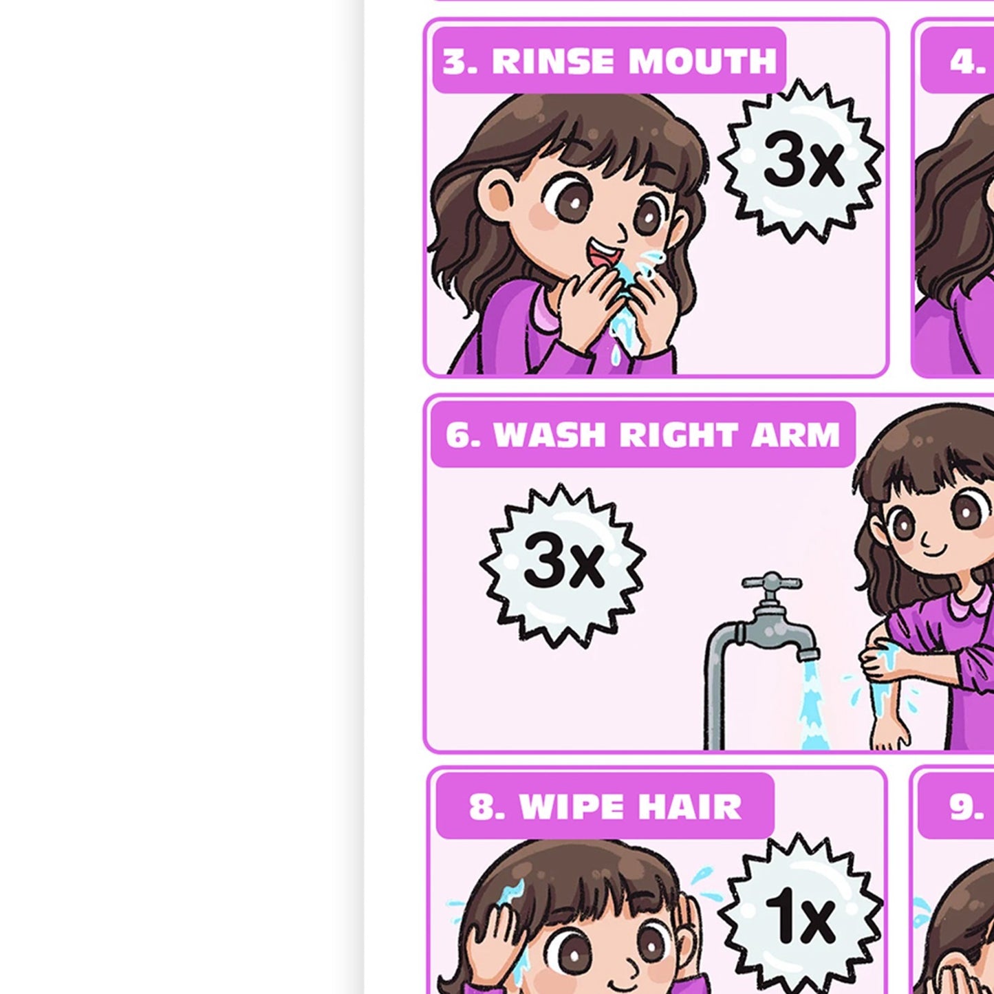 Wudu Guide Kids Chart Poster Girls How To Do Wudu Islamic Wall Art Poster A5-A3