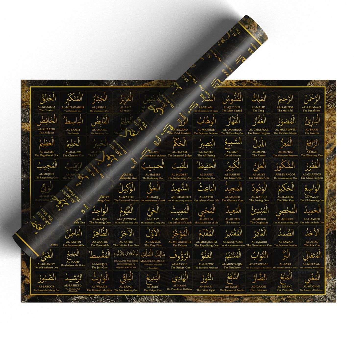 99 Names Of Allah Islamic Wall Art Poster Print English Meanings Muslim Gift