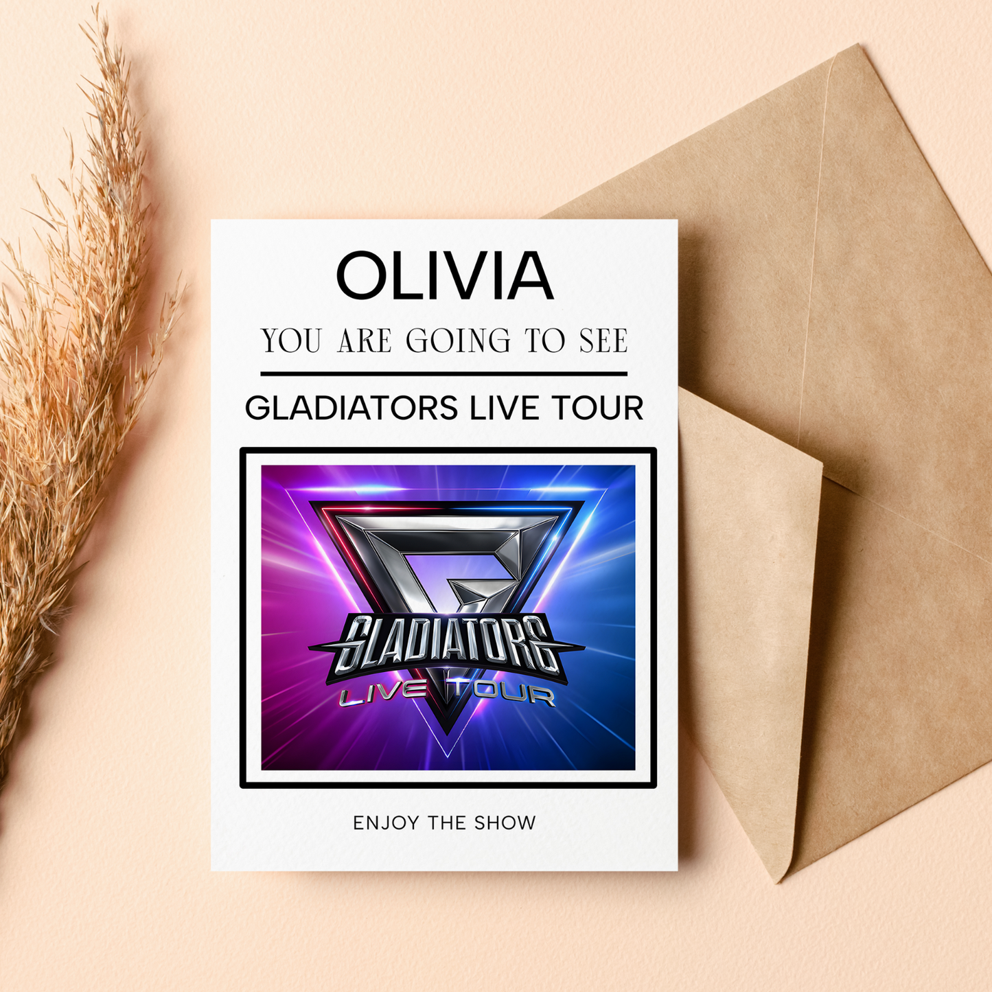 You're Going To See Gladiators Live Tour 2025 UK Tour Personalised Birthday Card