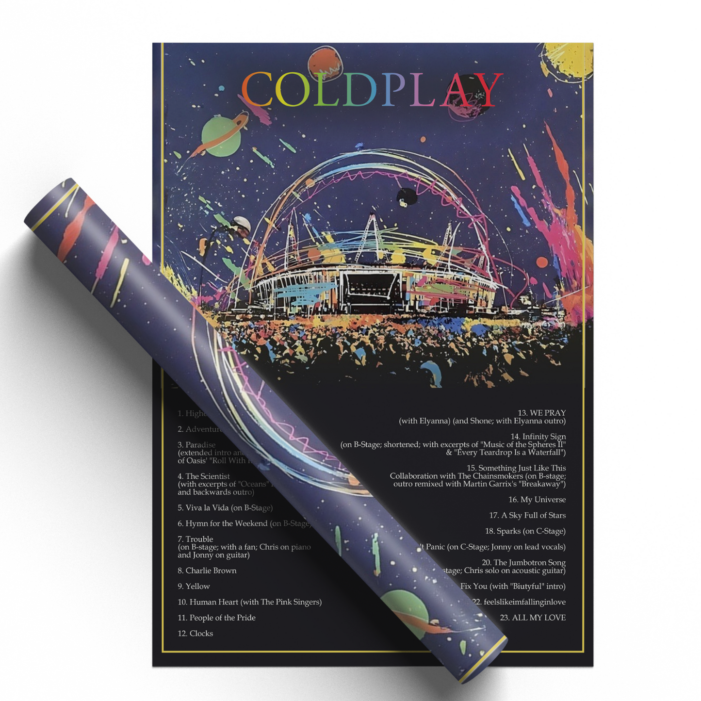 Coldplay Music Of The Spheres 2025 Poster Print UK London Tour Setlist Posters