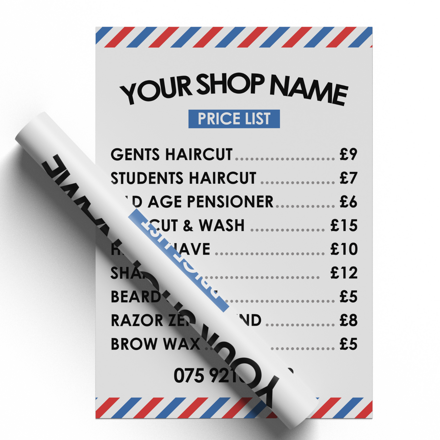 Barber Shop Price List Poster Sign - Salon Advertising Price List A5-A3