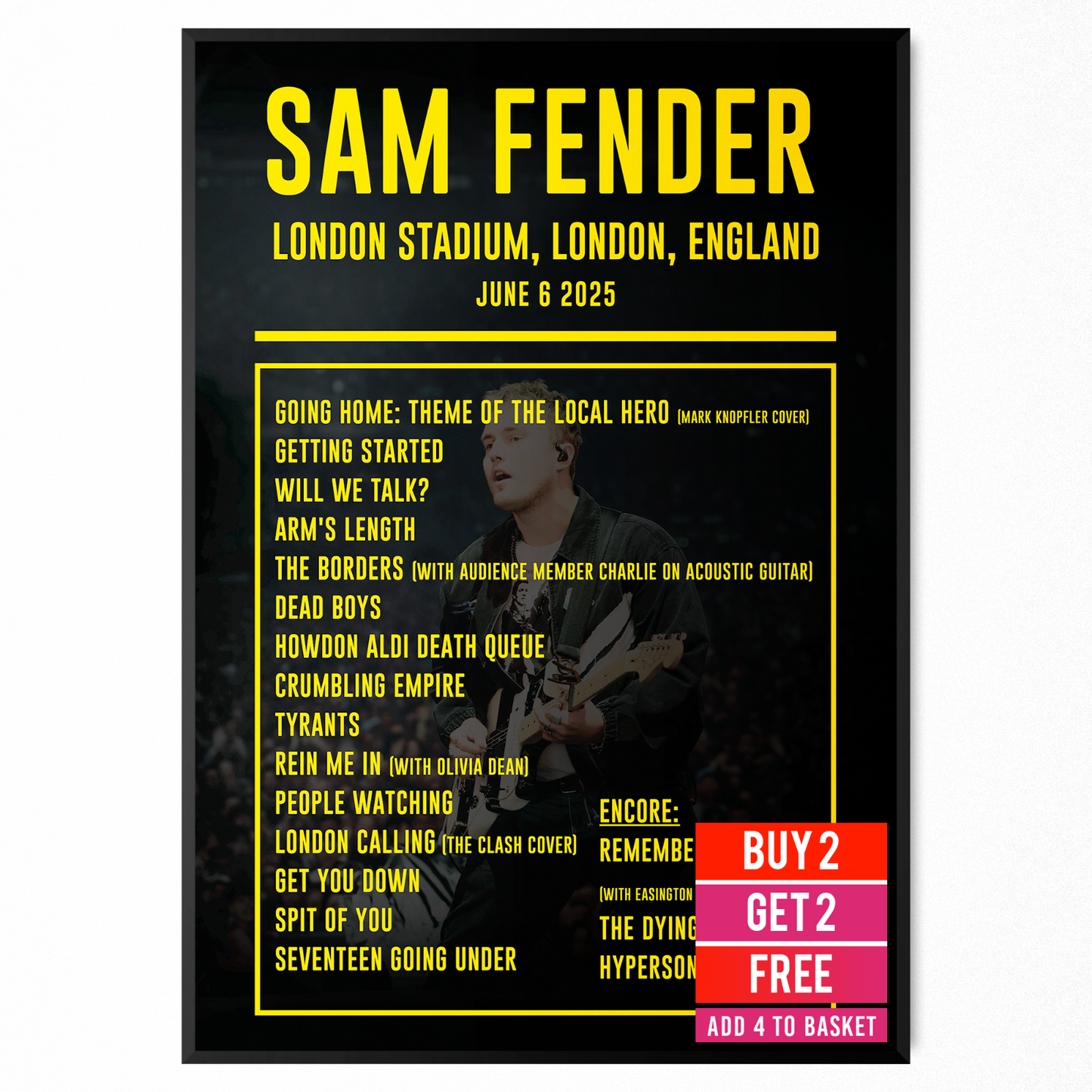 Sam Fender Setlist Poster 6 June 2025 The People Watching Tour Print Setlist