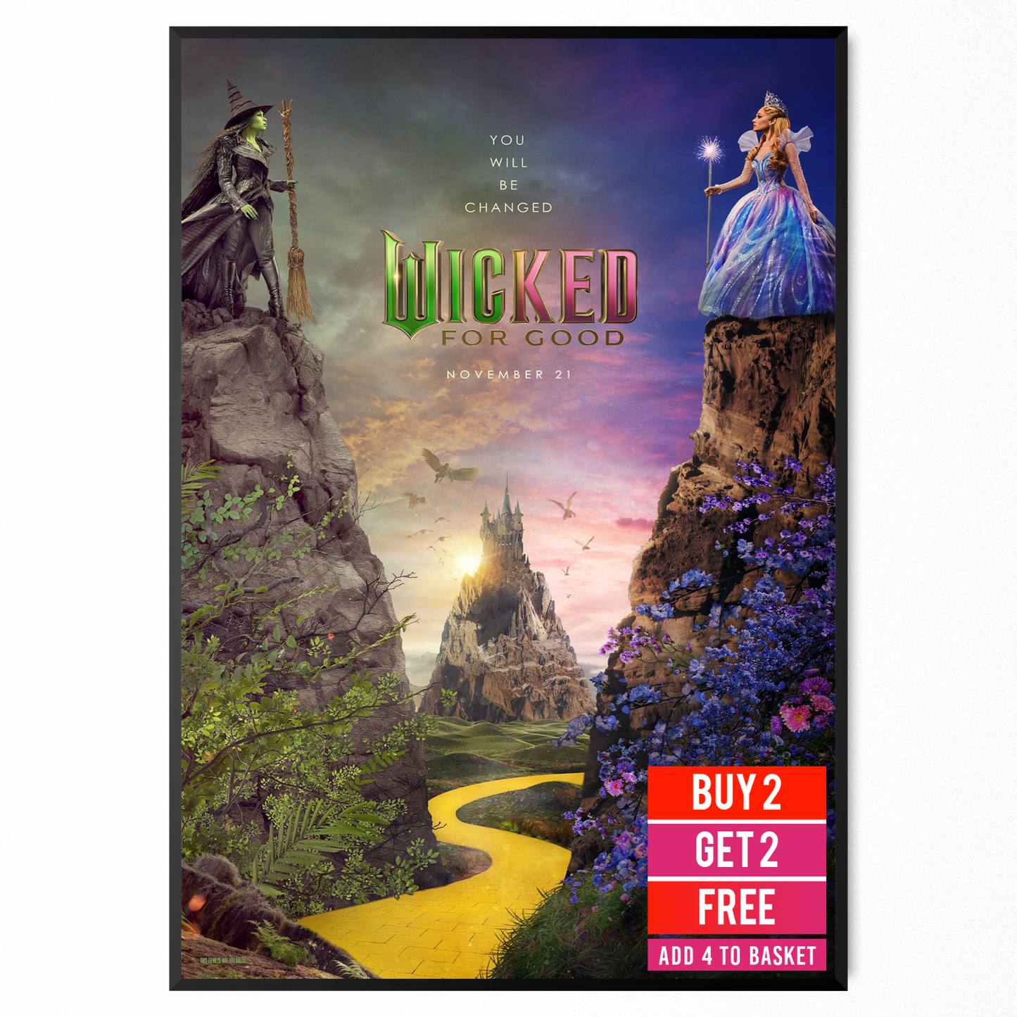 Wicked For Good 2025 Poster Teaser Movie Print Cinema Wall Art A5-A3