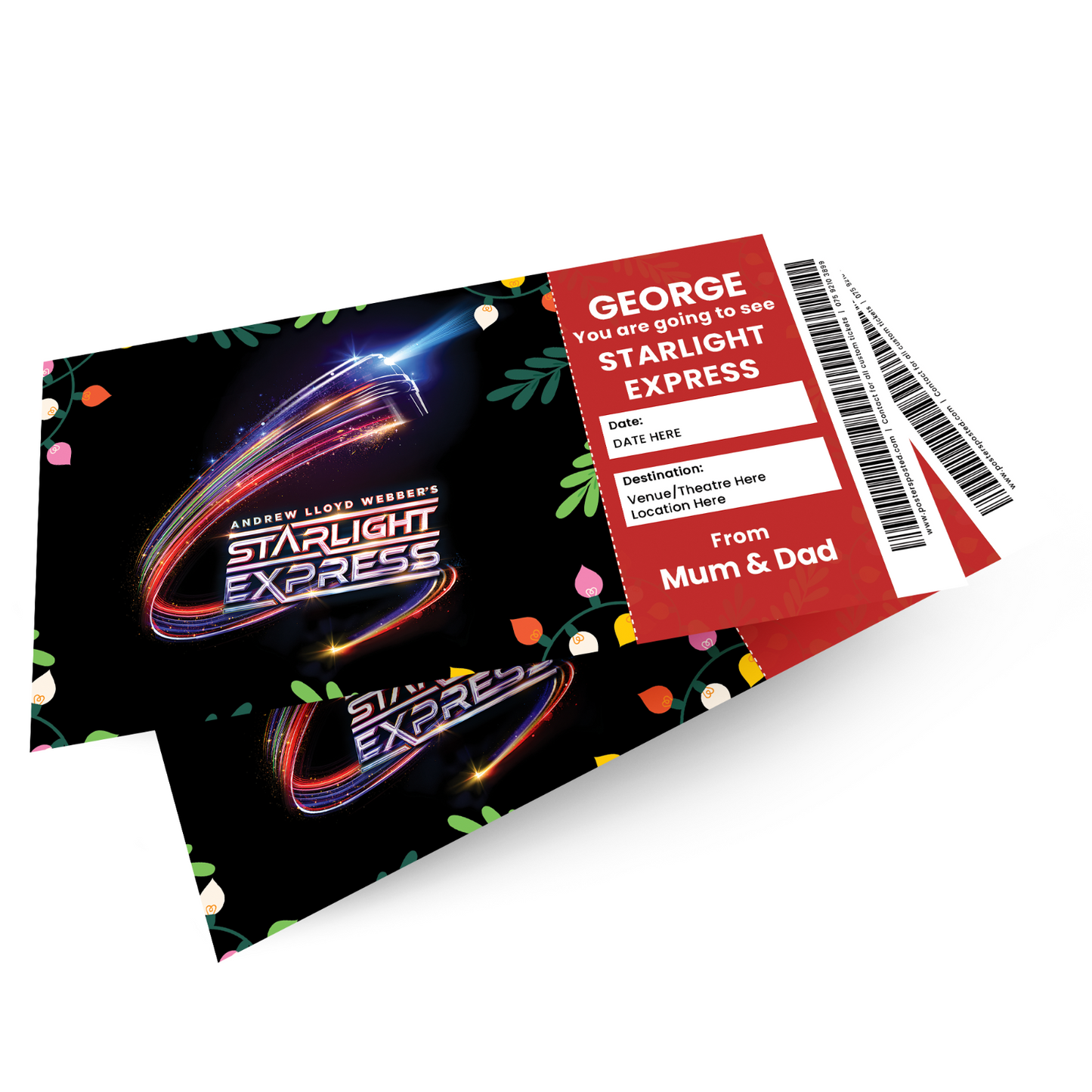 Starlight Express Theatre Ticket Xmas Christmas Personalised Ticket Xmas Gift