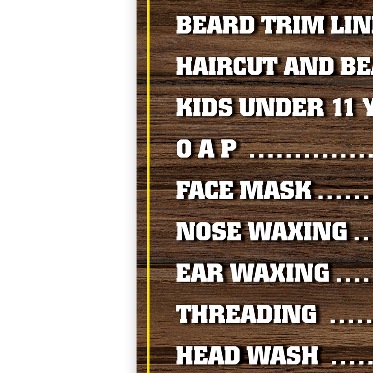 Barber Shop Price List Advertising Salon Sign Poster Indoor Vinyl Sticker A5-A3