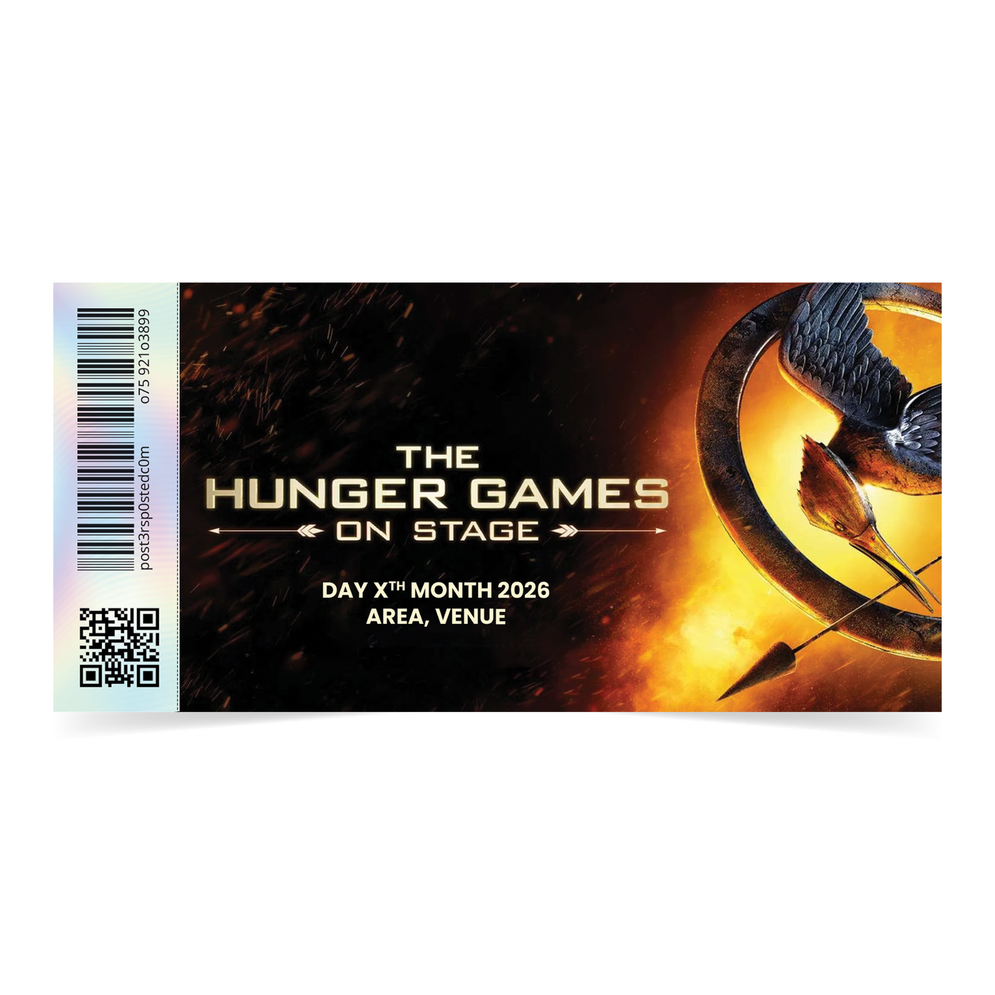 The Hunger Games Mock Ticket Theatre Personalised Gift Reveal Souvenir