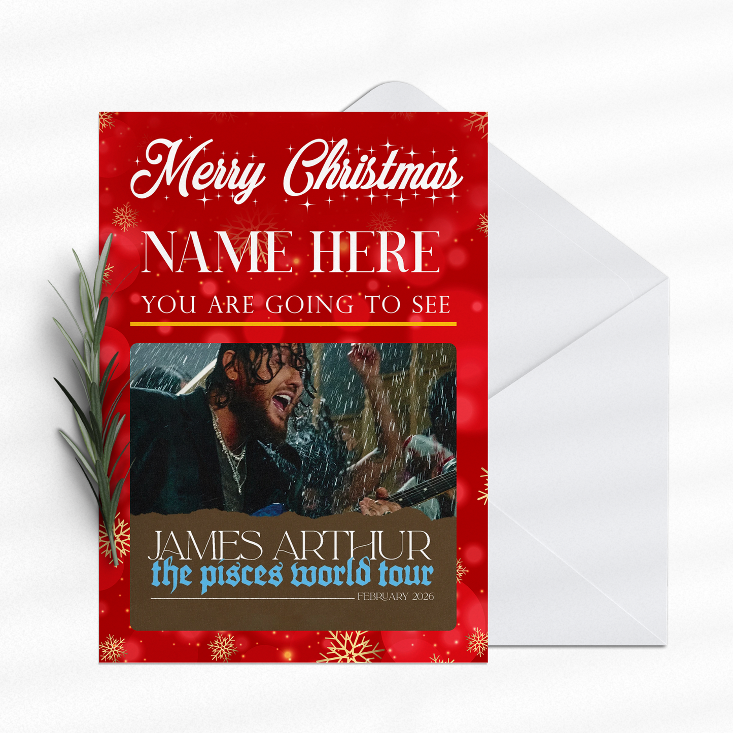 YOU'RE GOING TO SEE JAMES ARTHUR LIVE ON TOUR Personalised Christmas Gift Card