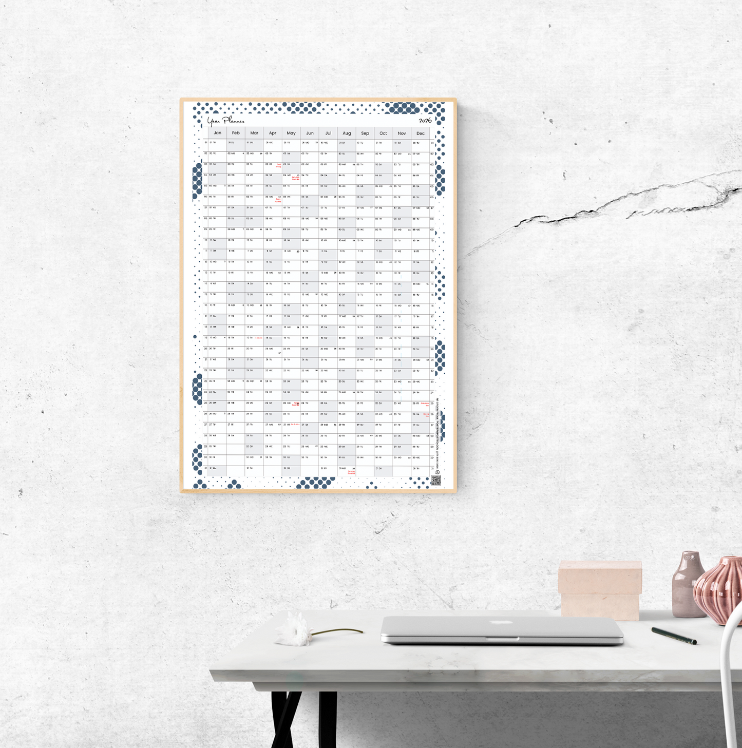 2026 Wall Planner Calendar Wall Chart Calendar Year Planner Home Office A5-A3