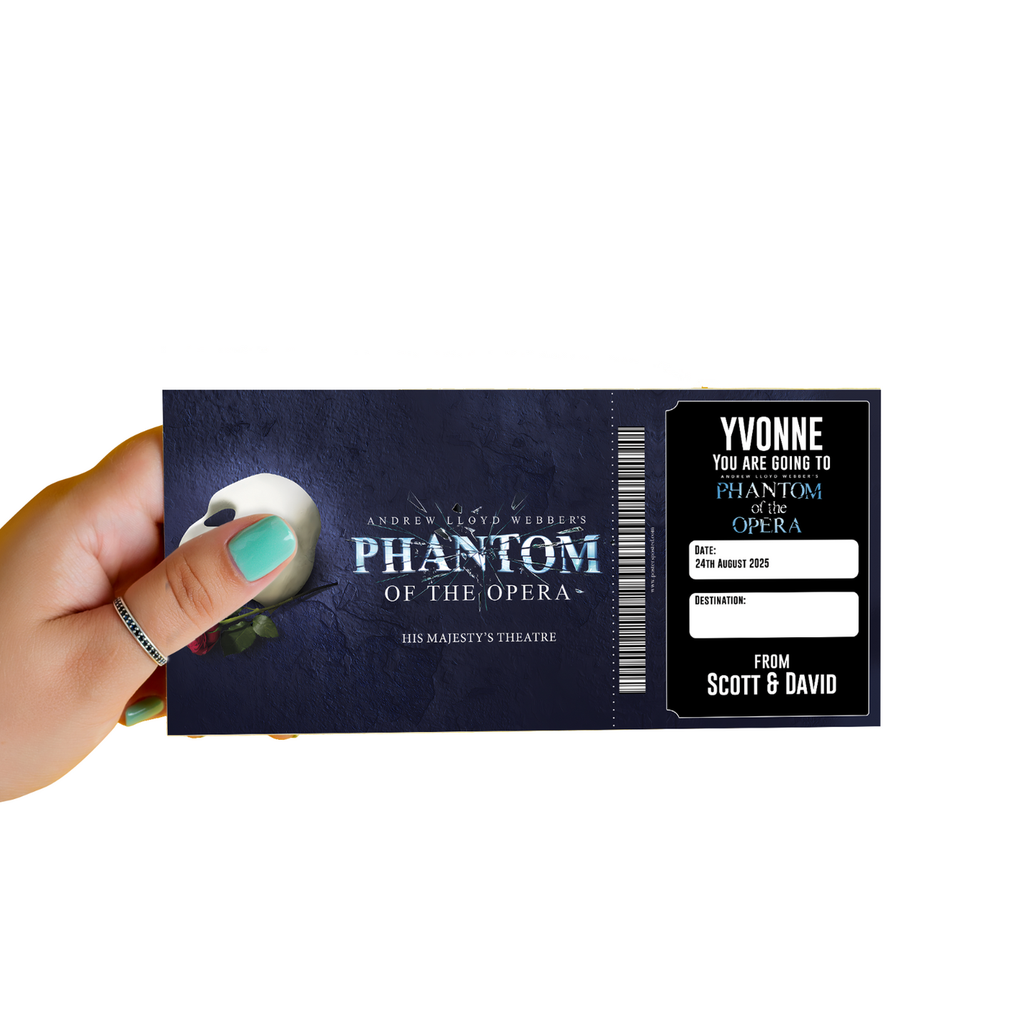The Phantom Of The Opera Musical Theatre Ticket Personalised Christmas Ticket