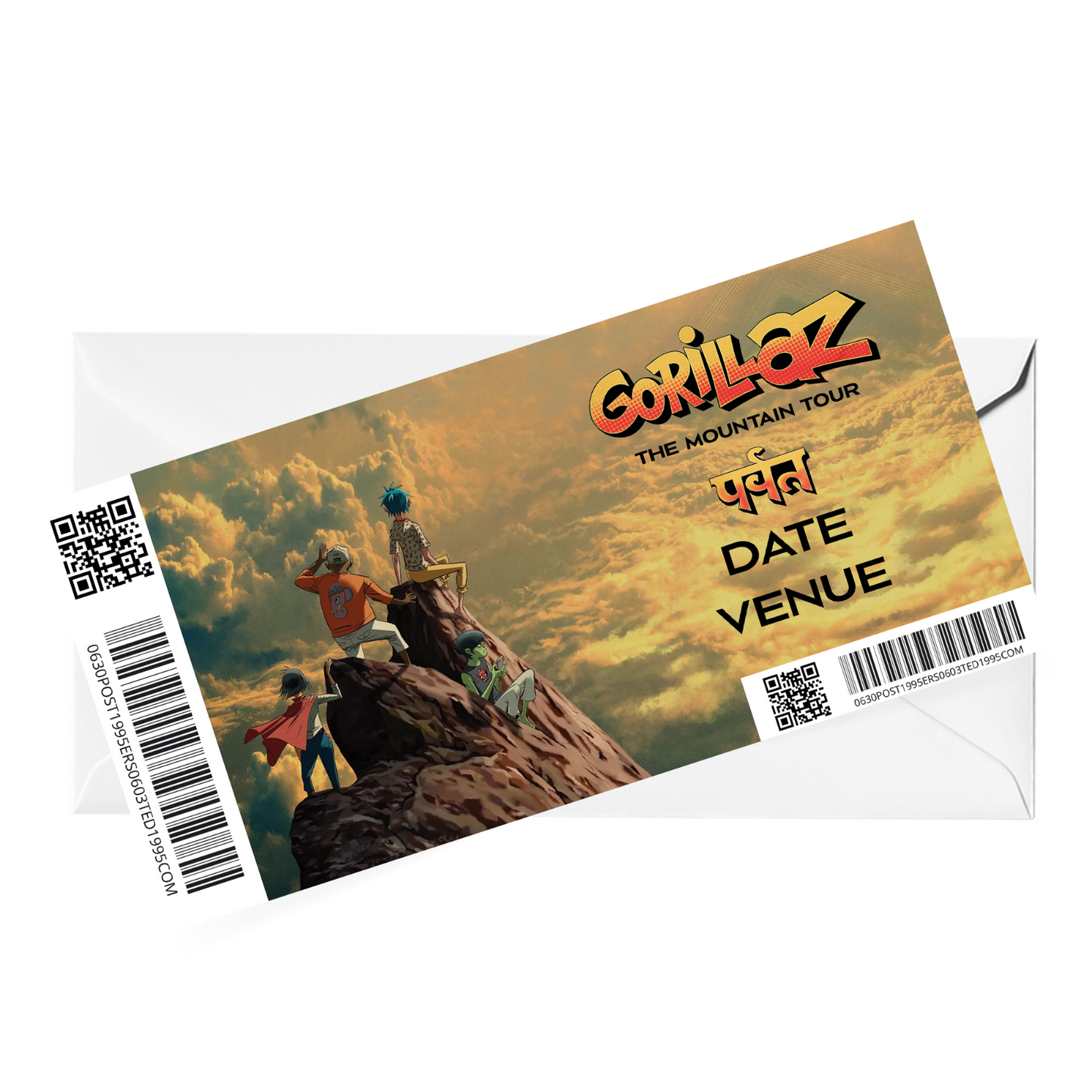 Gorillaz The Mountain Tour 2026 Ticket Gift Personalised Keepsake Reveal Ticket
