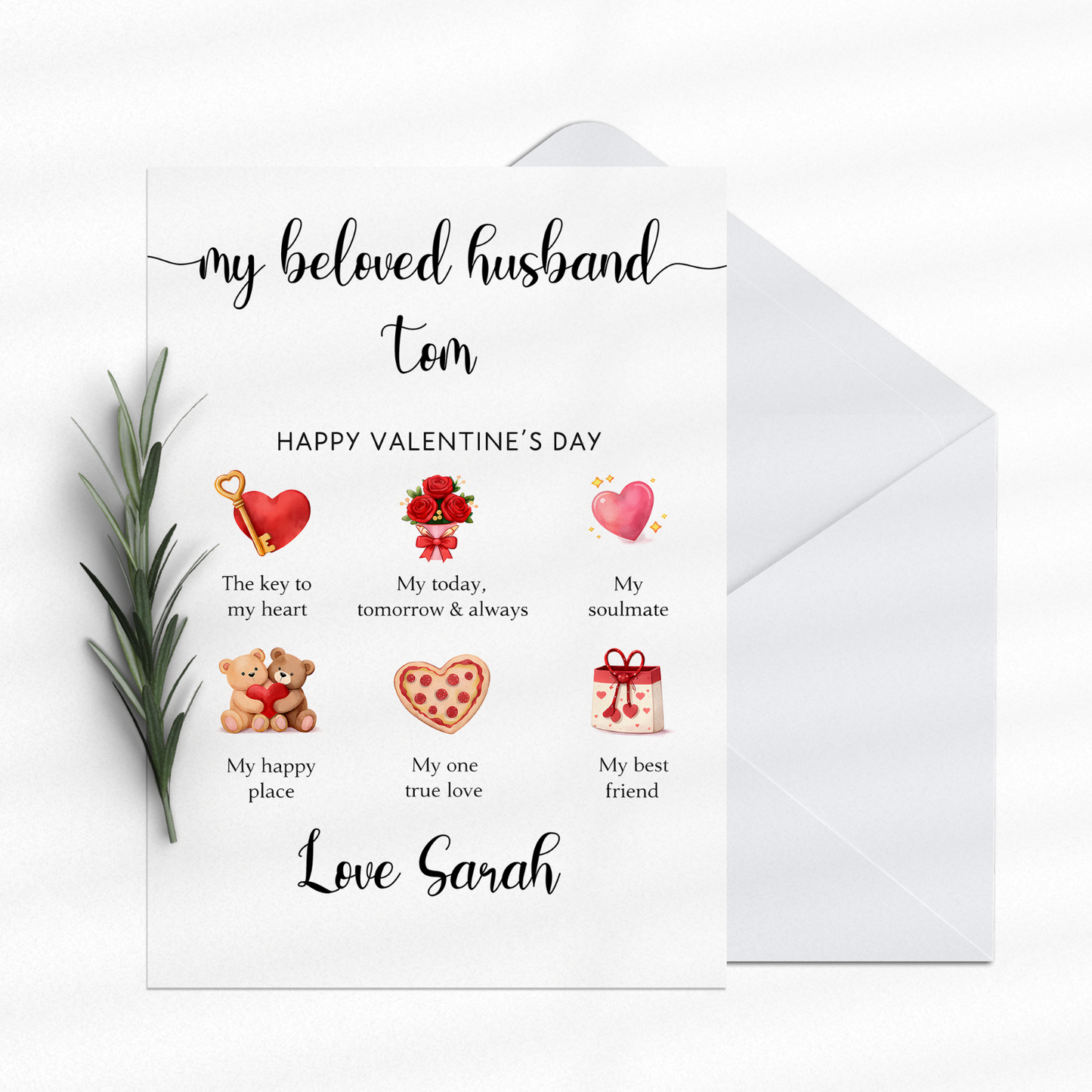 Valentine’s Day Card Personalised Romantic Gift for Husband Wife Boyfriend Gf