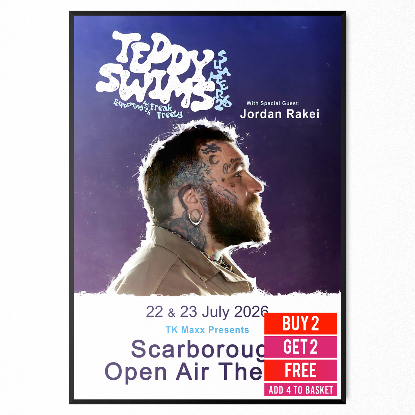 Teddy Swims Poster Live Music Show Summer 2026 Tour Concert 22+23 July Poster