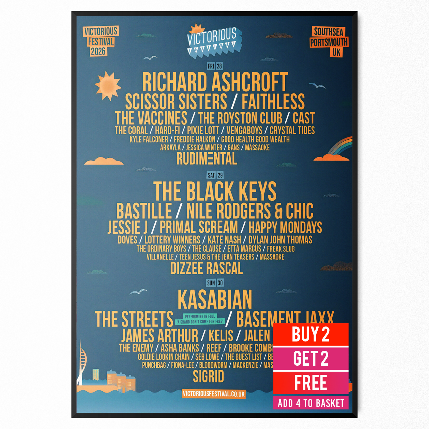 Victorious Festival 2026 Poster Music Poster Print For Music Fans Print A5 A4 A3