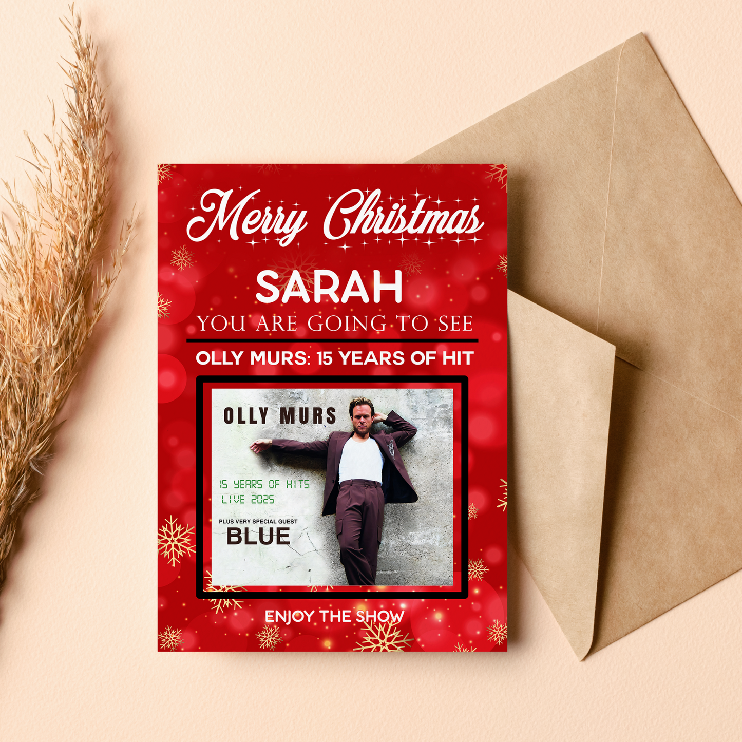 You're Going To See OLLY MURS Tour Card Personalised Christmas Ticket Gift Card