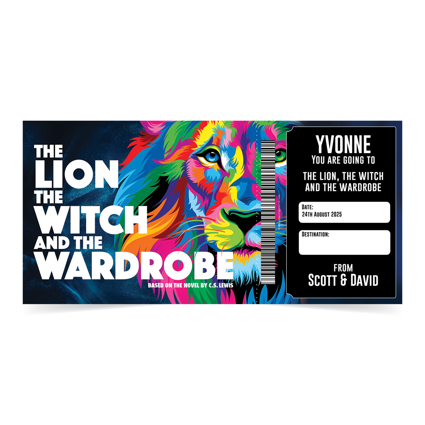 The Lion, The Witch And The Wardrobe Theatre Ticket Musical Gift Personalised