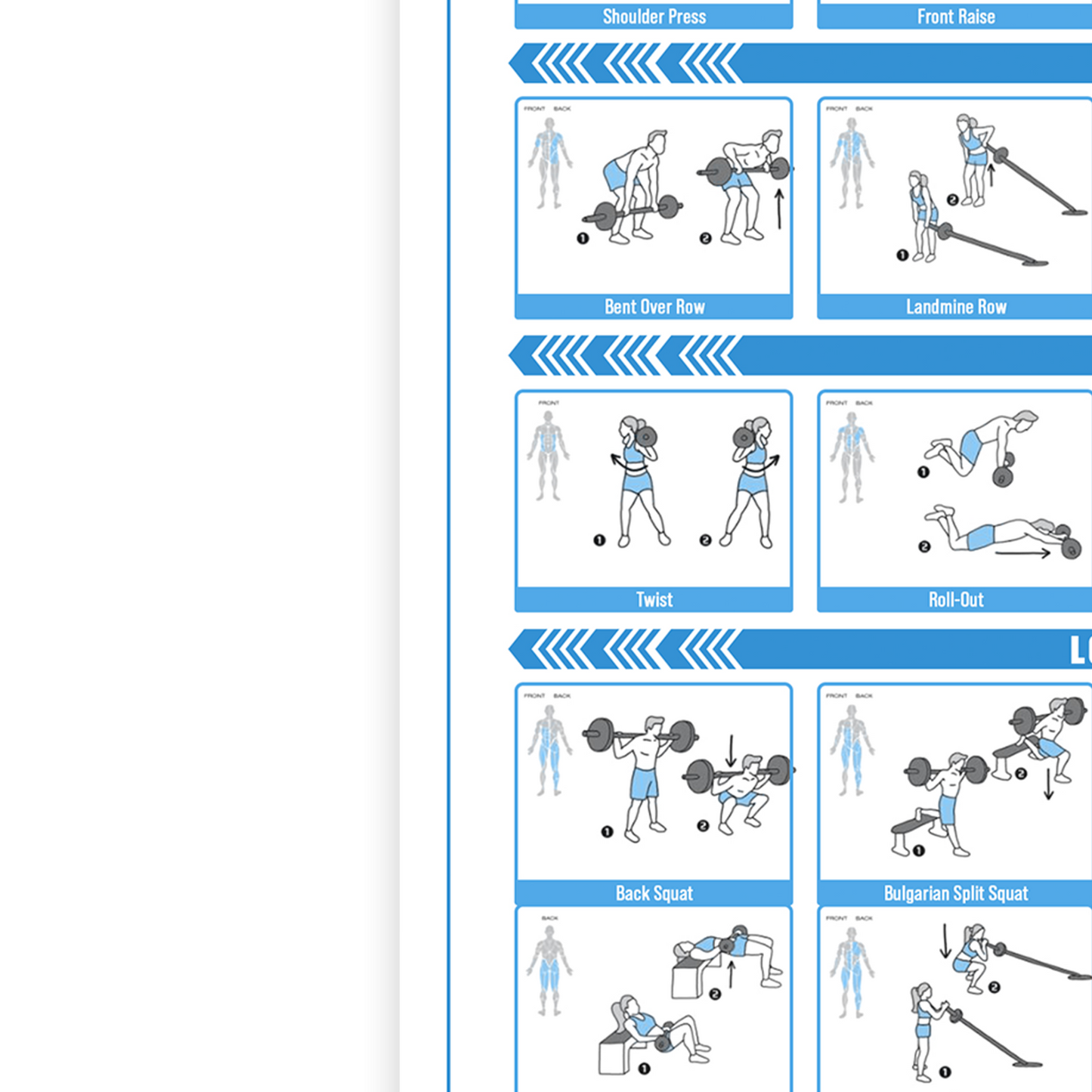 Barbell Workout Poster Gym Exercise Training Wall Chart Print A5 A4 A3