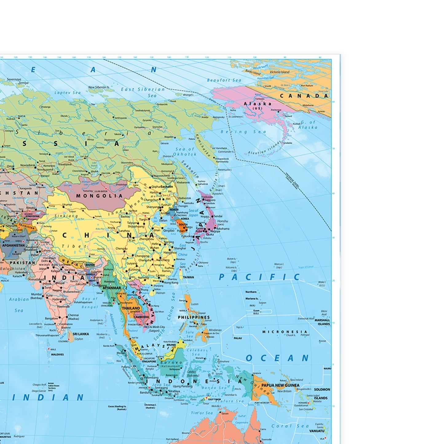 Map Of The World Wall Poster With Flags Classroom Geography Gift Print A5-A3