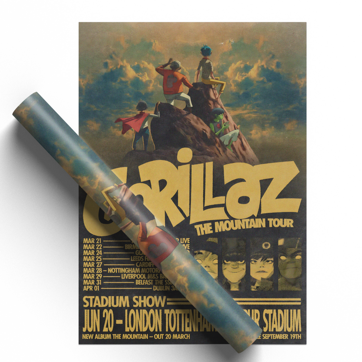 Gorillaz Tour Poster The Mountain Tour Poster London 2026 All Dates Print A5-A3