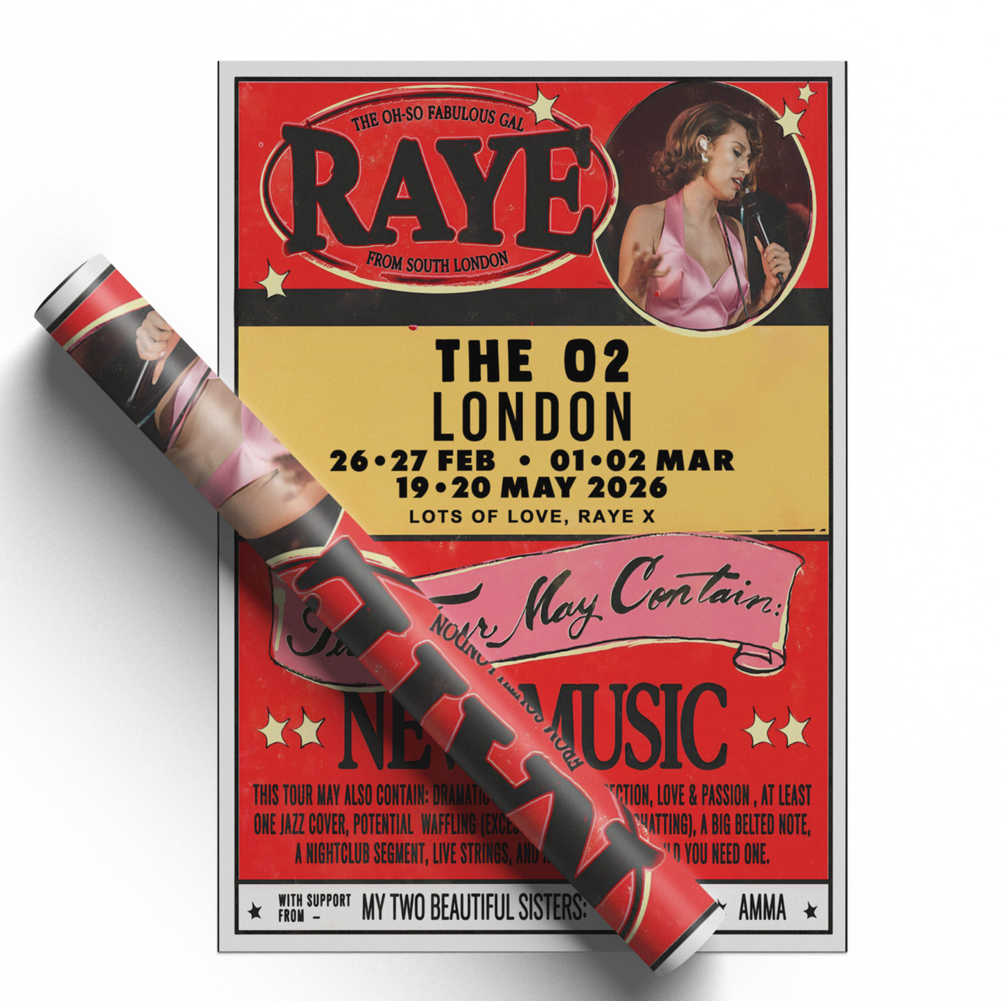 Raye Poster Musician 2026 London Wembley O2 Poster For Raye Fans A5-A3 Concert