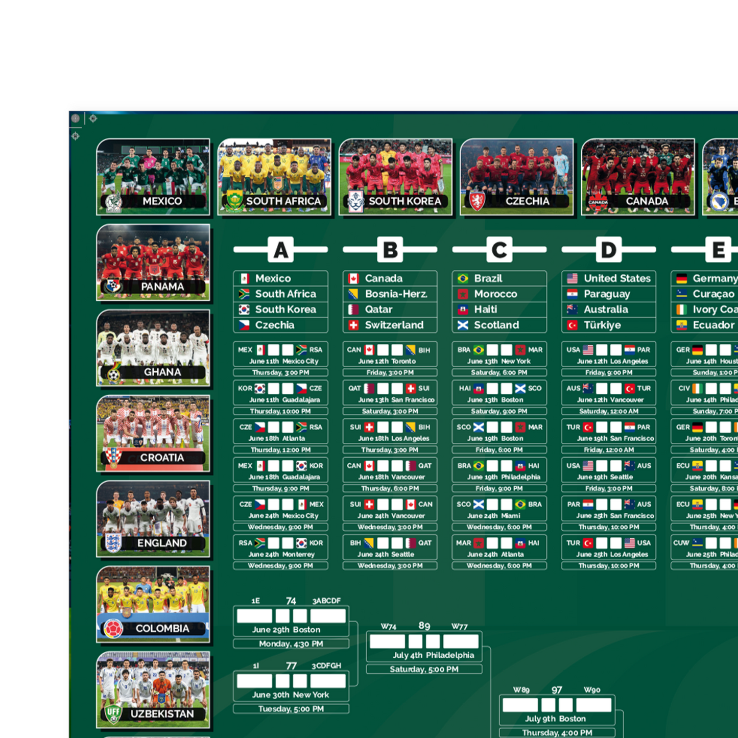 Football World Cup 2026 Wall chart World Cup Schedule Print Large Print A5-A1