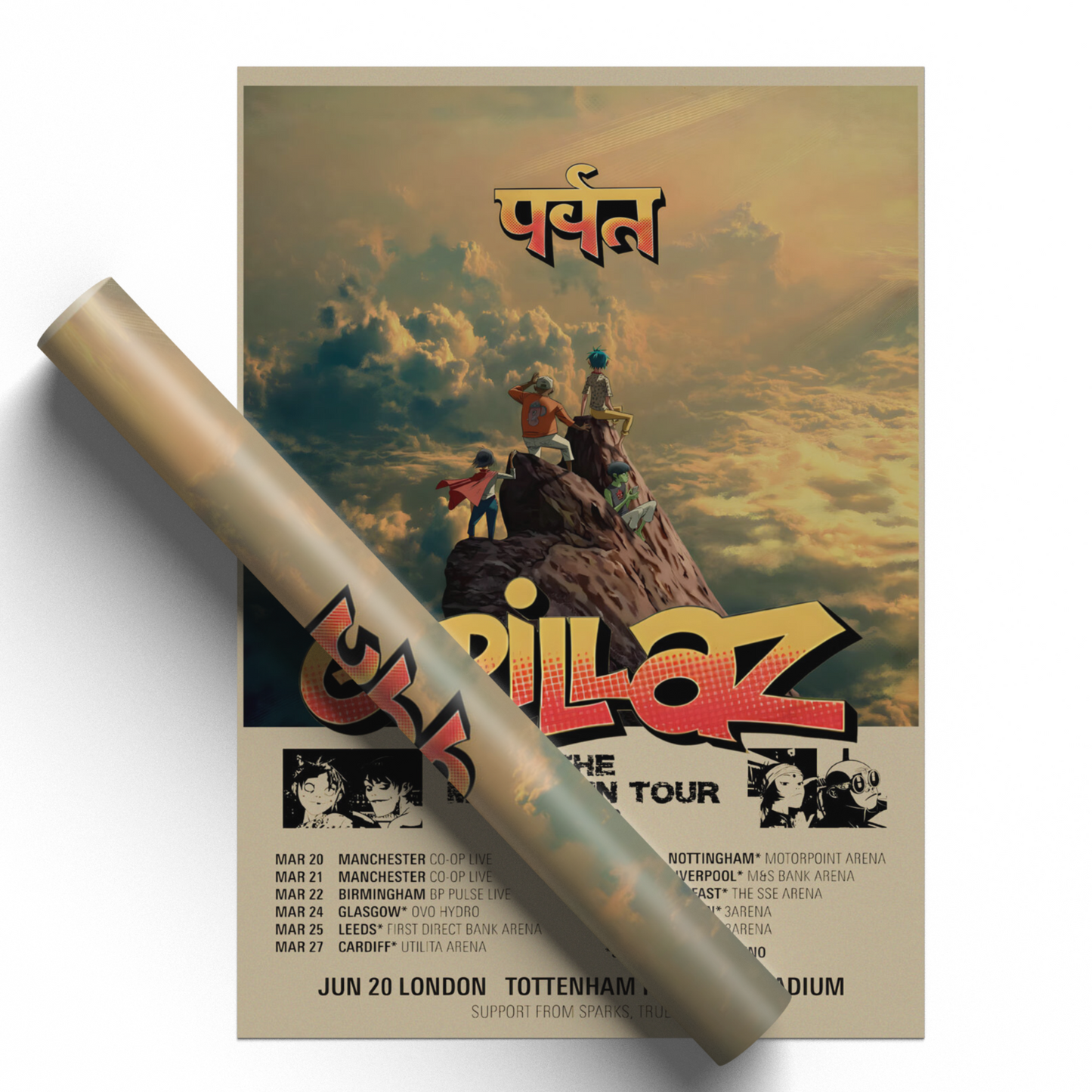 GORILLAZ THE MOUNTAIN TOUR POSTER 2026 Tour All UK Dates Poster Decor A5-A3