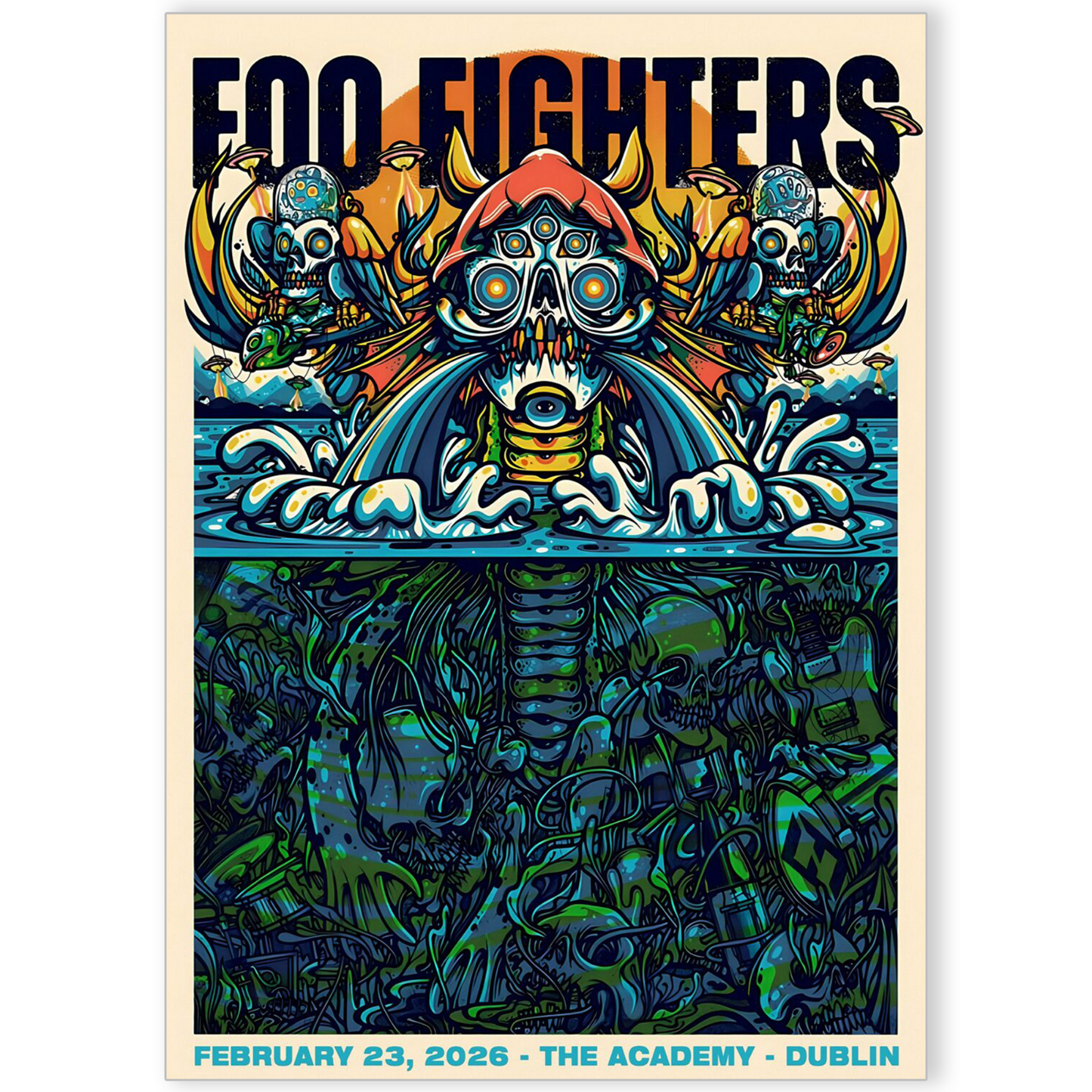 Foo Fighters Concert Poster 23th Feb Dublin Print Poster For Foo Fighters Fan