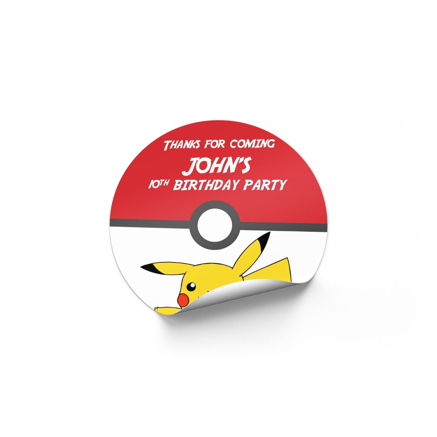 Pokemon Birthday Stickers Personalised Wall Stickers Seals Party Bag Gift