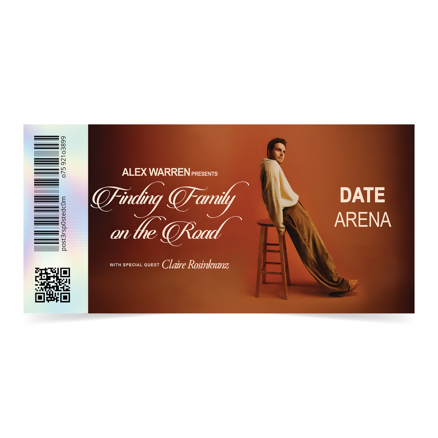Alex Warren Finding Family on the Road Ticket Keepsake Mock Ticket Gift Reveal