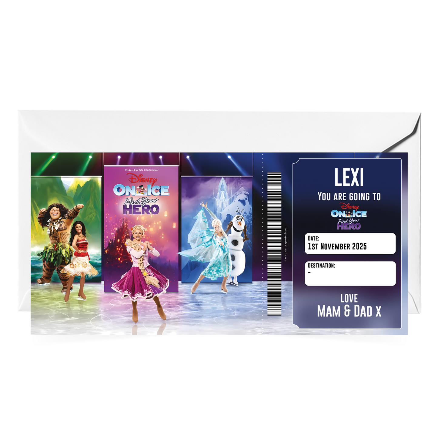 Disney On Ice Find Your Hero Christmas Ticket Personalised Gift Keepsake Ticket