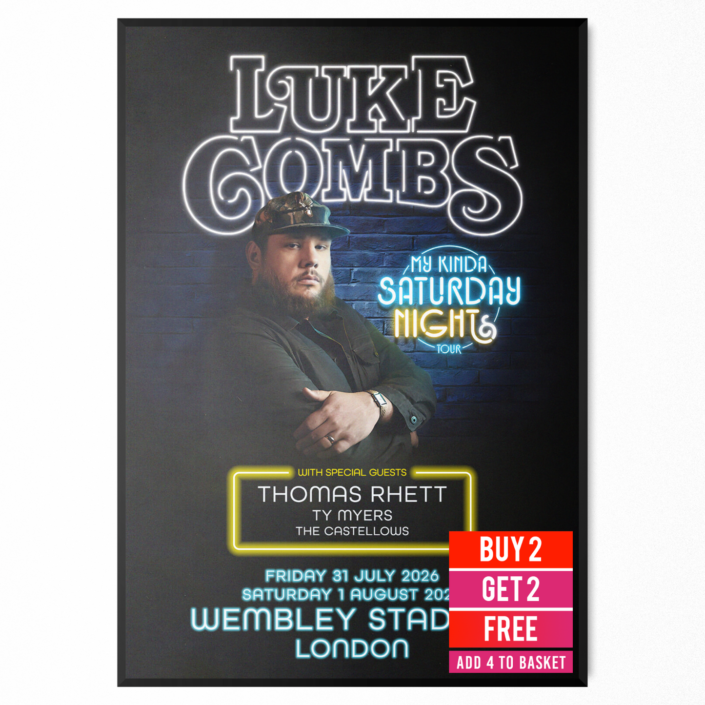 Luke Combs Concert Poster 31 July - 1 August London My Kinda Saturday Night
