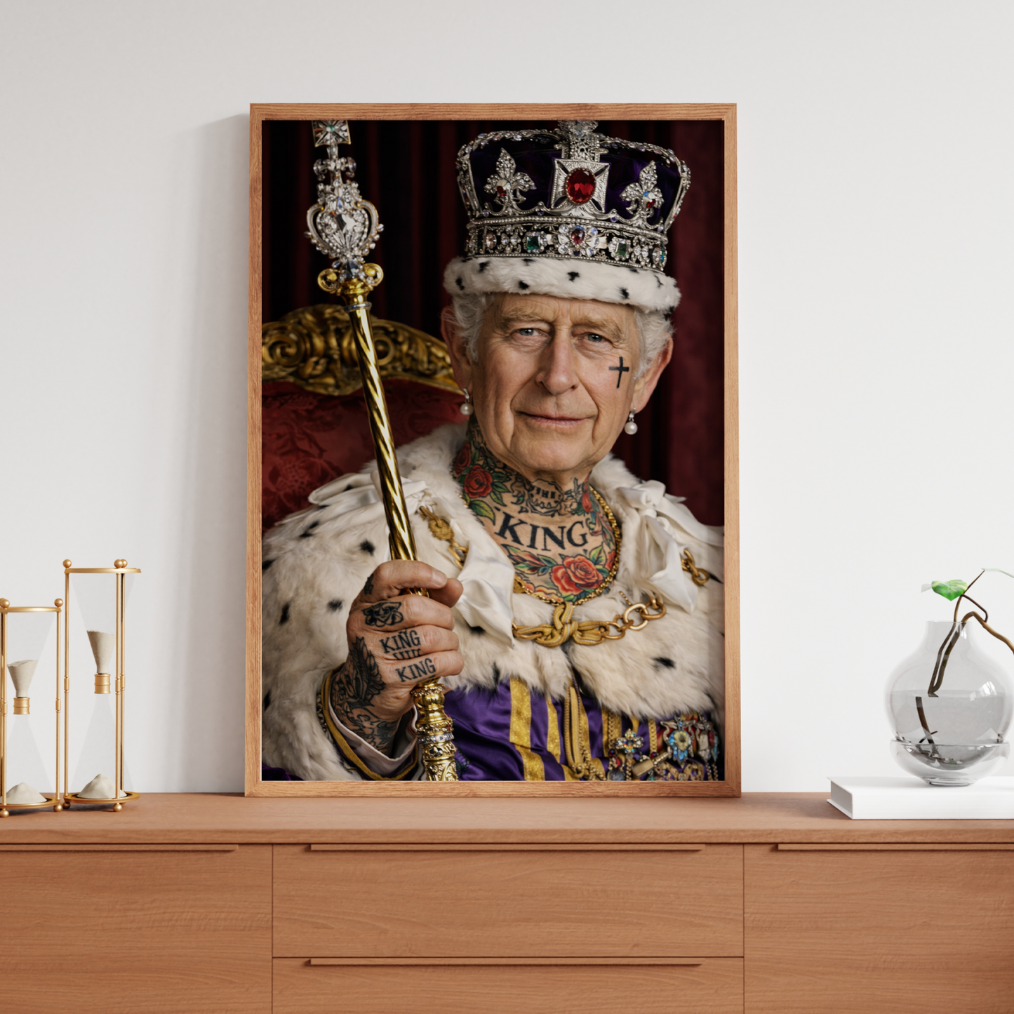Punk Royal King Charles III Gothic Tattoos Art Home Decor Tattoo Shop Poster