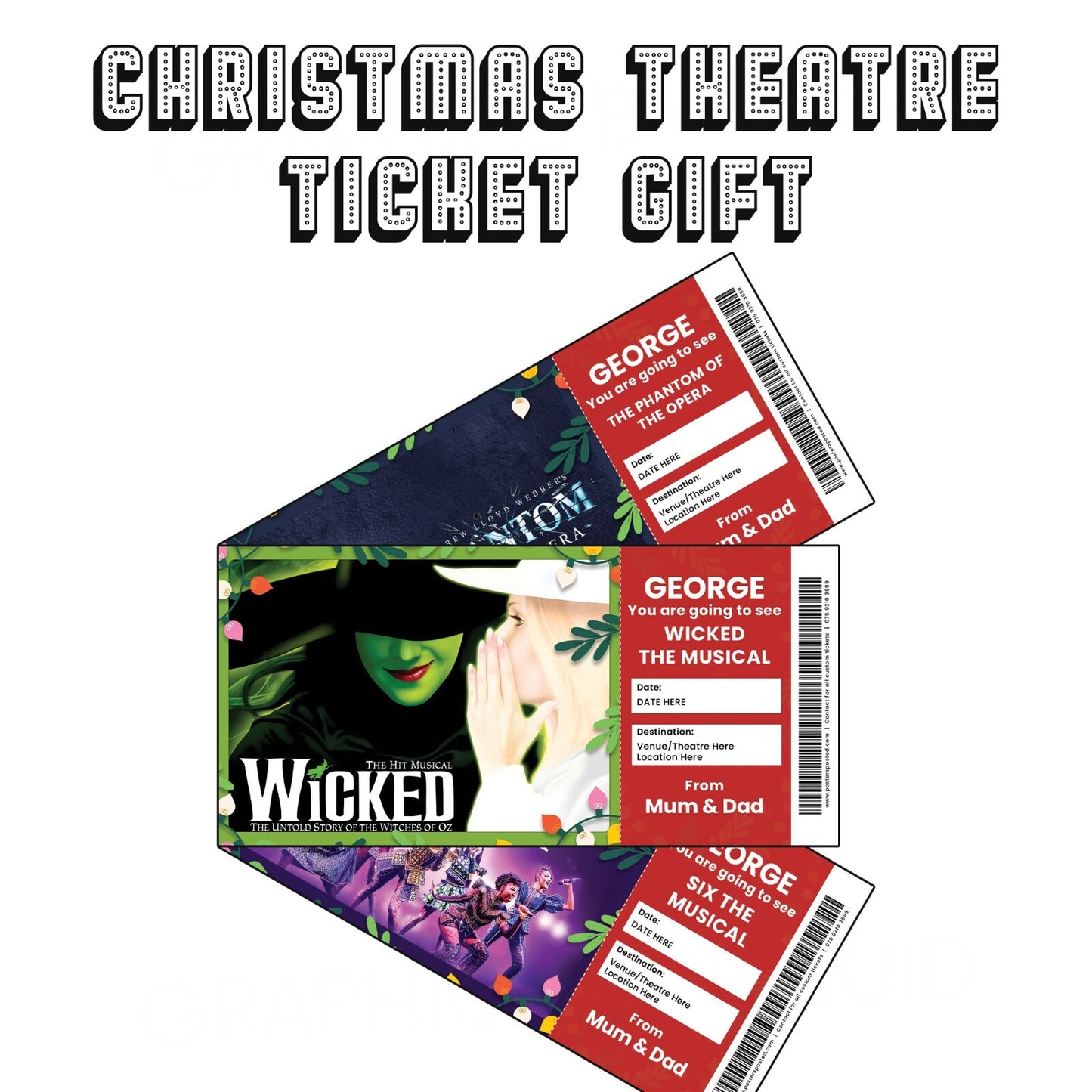 Christmas Theatre Ticket Personalised Xmas Christmas Gift Your Going To See