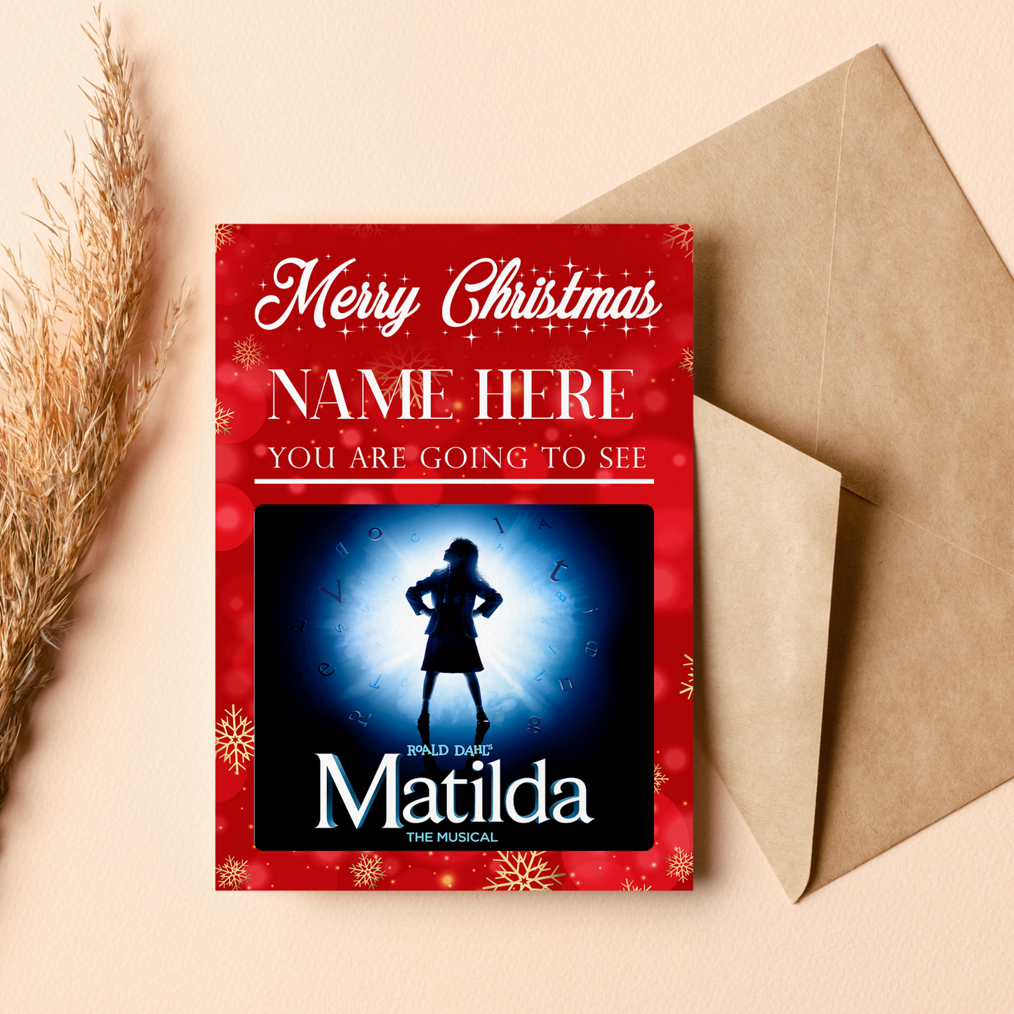 You are going to see Matilda The Musical Christmas Personalised Gift Card