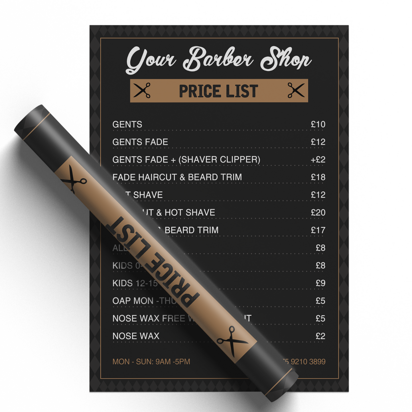 Personalised Barber Shop Price List Poster Salon Advertising Sign A5–A3