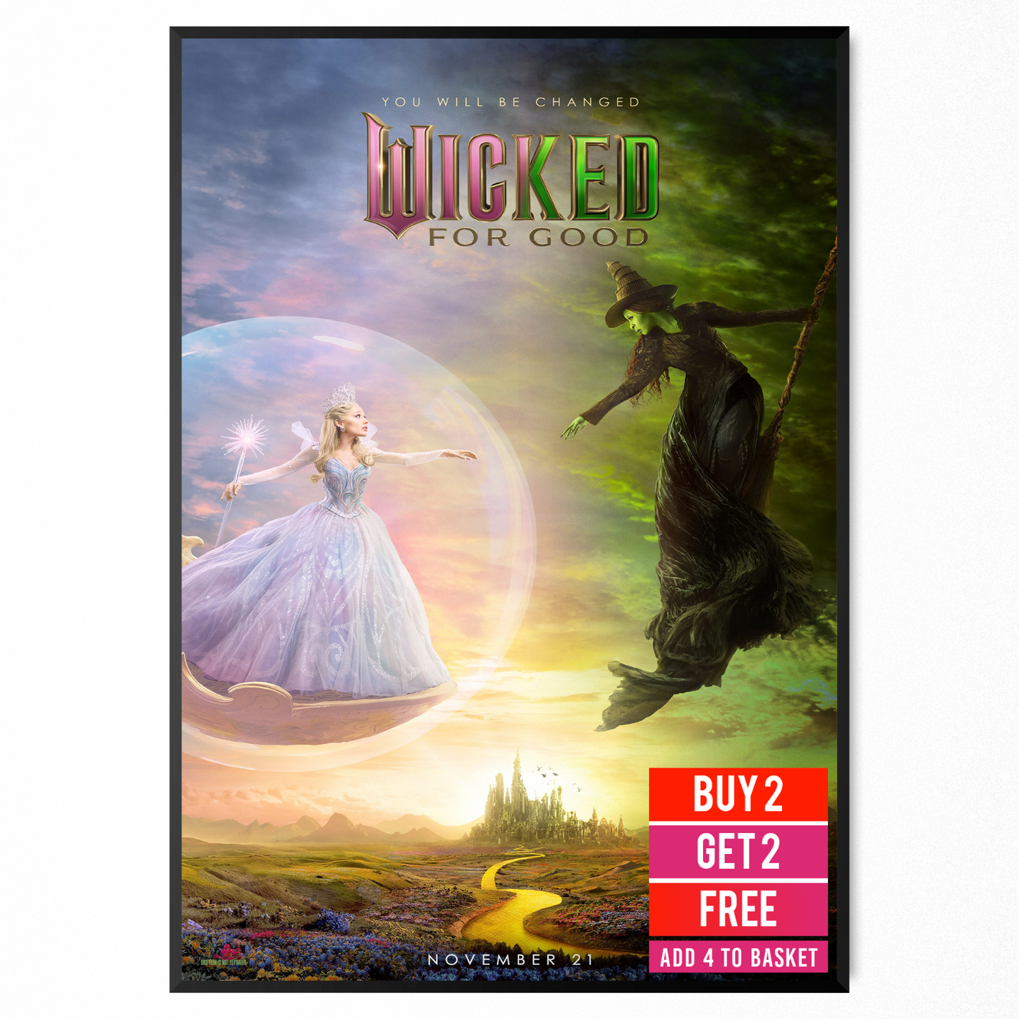 Wicked For Good Movie Poster For Wicked Fans Teaser Movie Poster A5 A4 A3