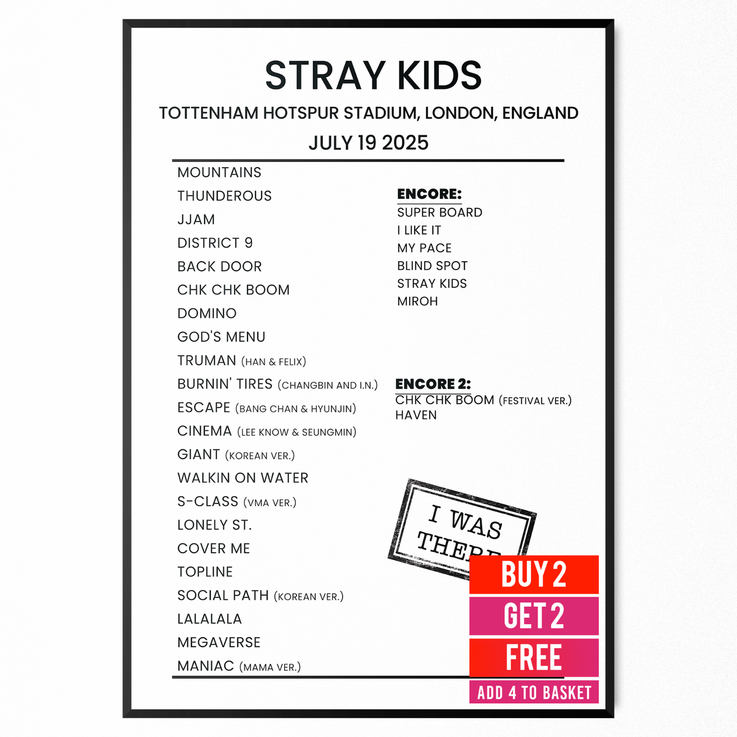 Stray Kids London 2025 Setlist Poster For Stray Kids Fans Poster Setlist A5-A3