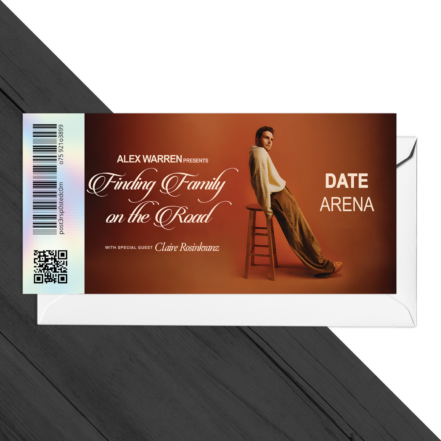 Alex Warren Finding Family on the Road Ticket Keepsake Mock Ticket Gift Reveal