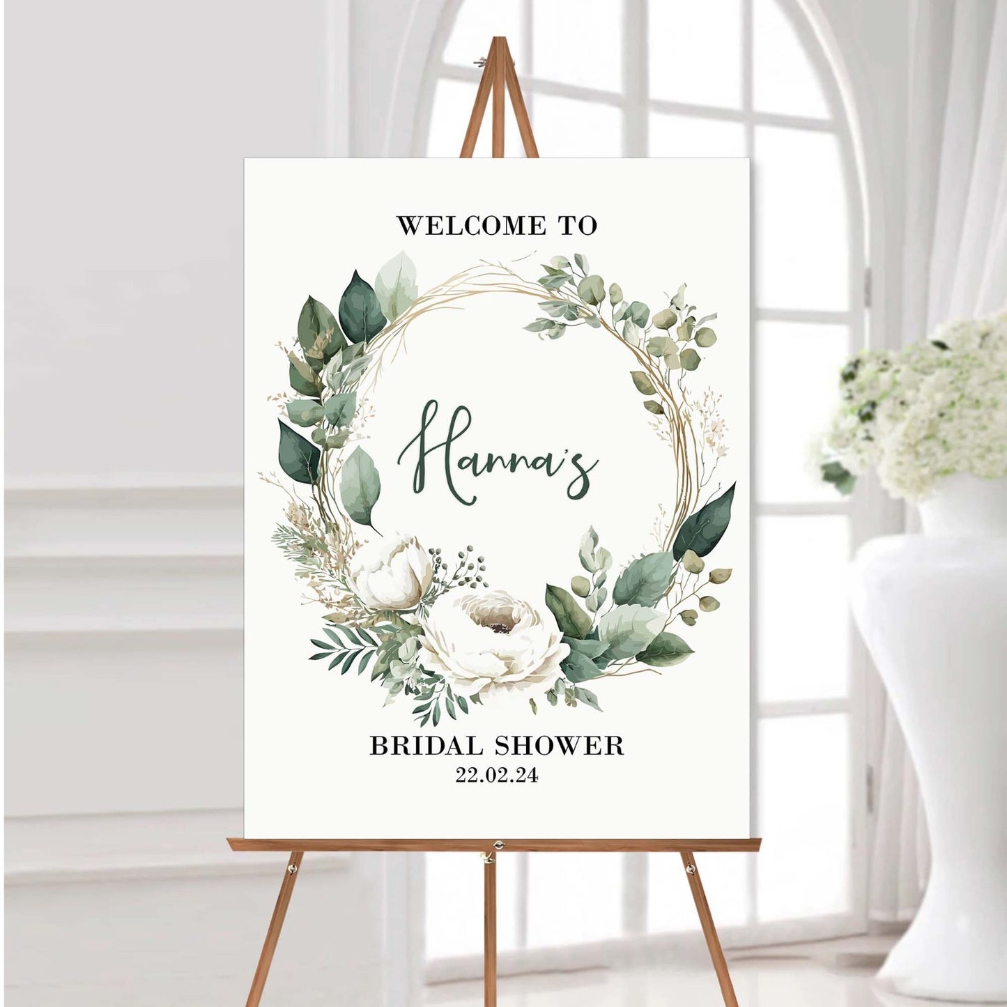 Bridal Shower sign Poster Personalised Welcome To wedding eucalyptus poster sign