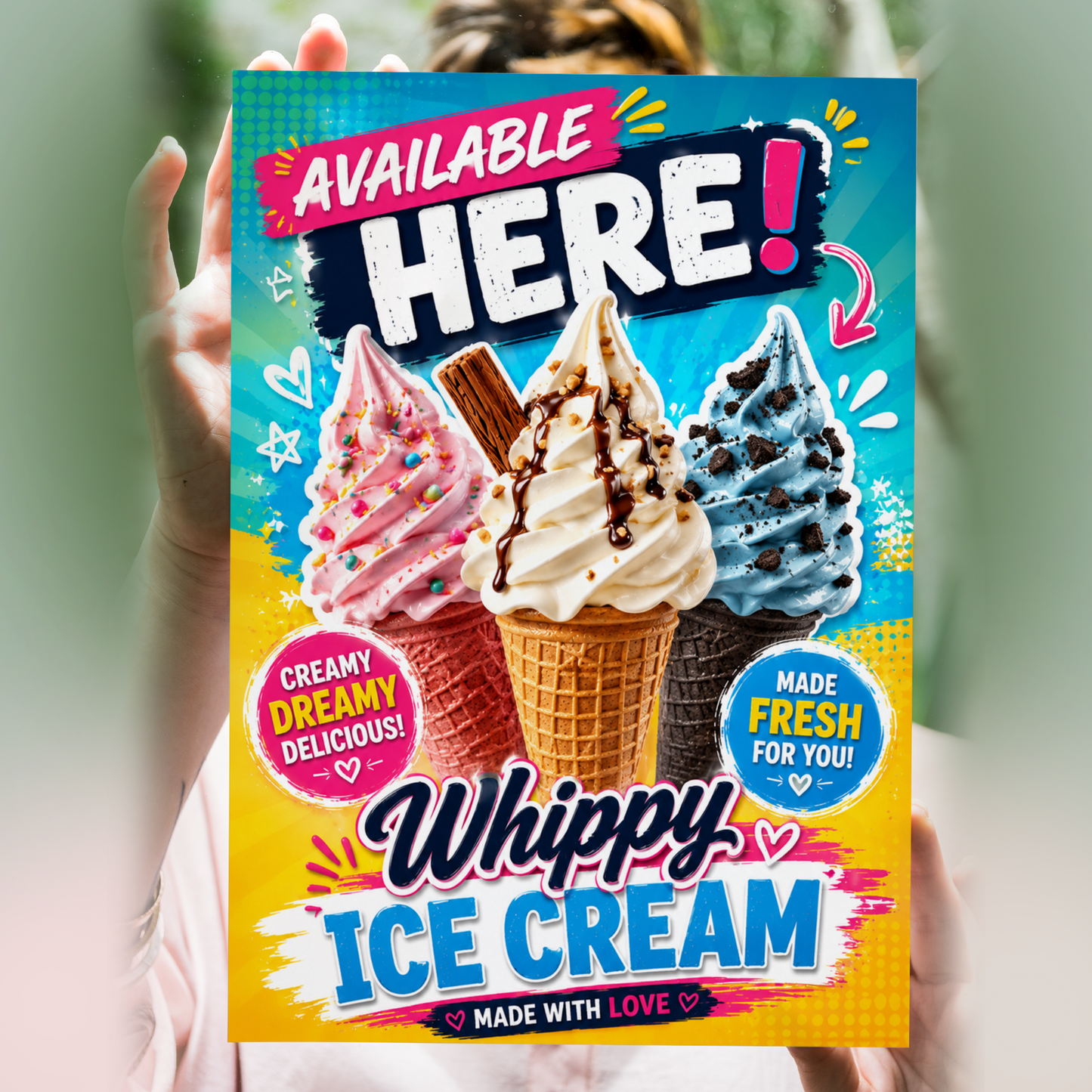 Ice Cream Sold Here Mr Whippy Adhesive Print Vinyl window Wall sticker Sign