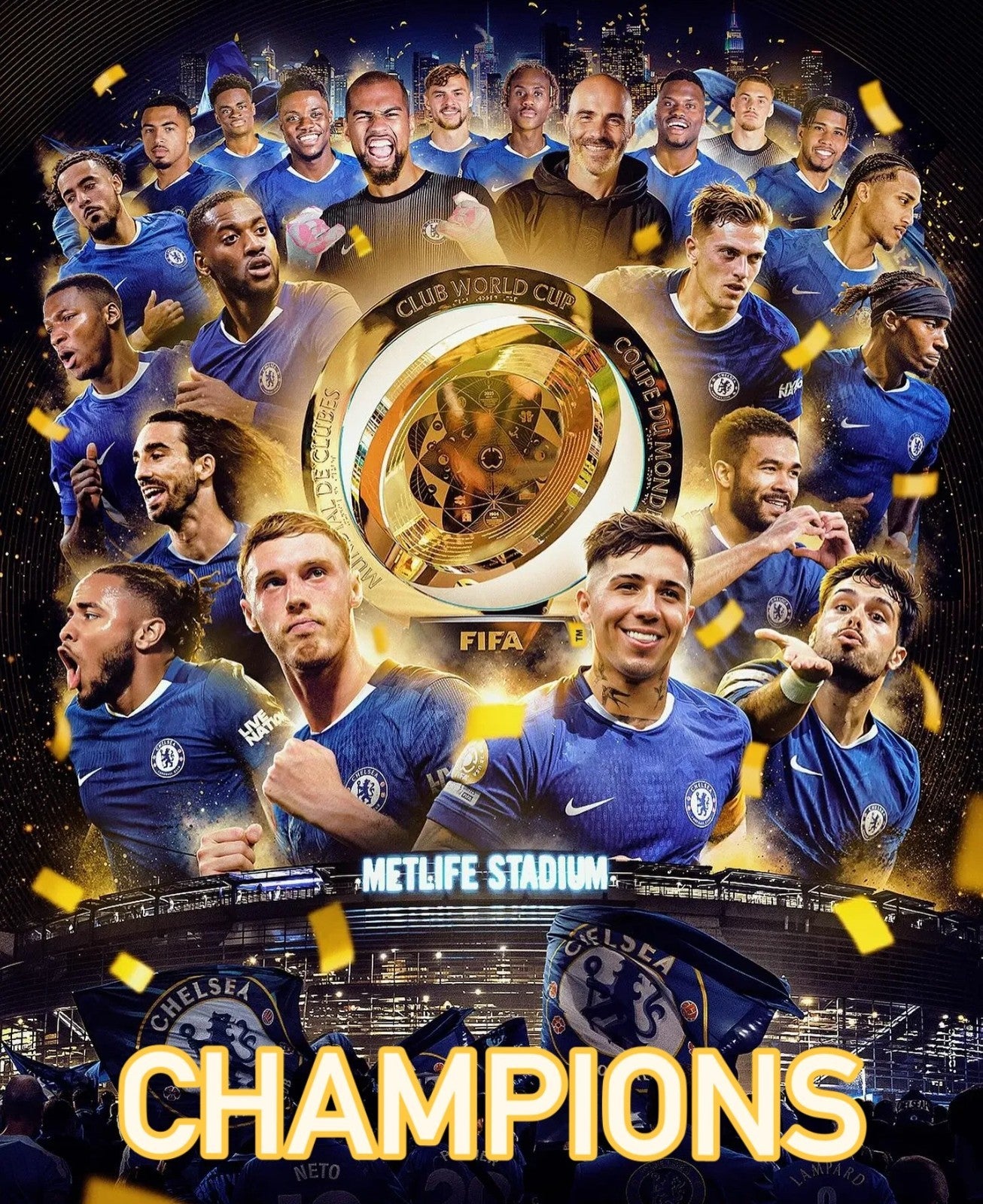 Chelsea Champions Poster 2025 Club World Cup Winner Poster For Chelsea Fans