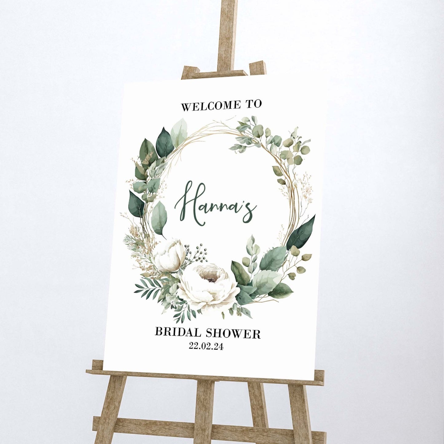 Bridal Shower sign Poster Personalised Welcome To wedding eucalyptus poster sign