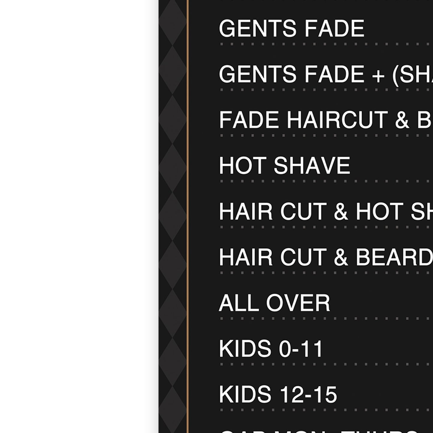 Barber Hair Salon Haircut Price List Advertising LAMINATE Poster A5 A4 A3