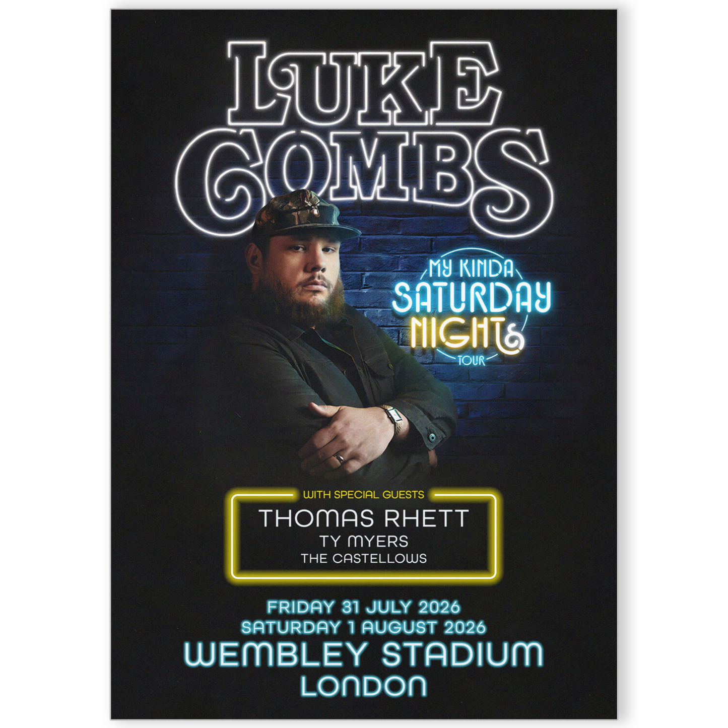 Luke Combs Concert Poster 31 July - 1 August London My Kinda Saturday Night