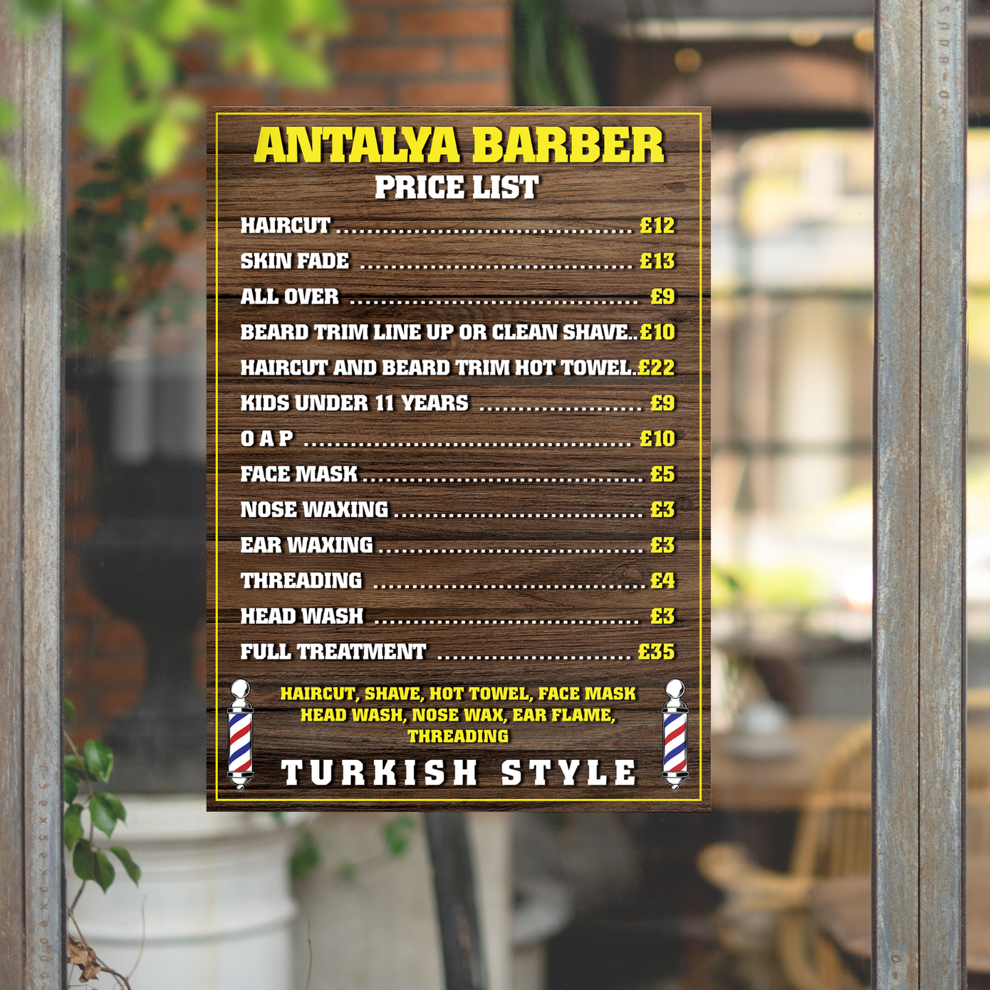 Barber Shop Price List Advertising Salon Sign Poster Indoor Vinyl Sticker A5-A3