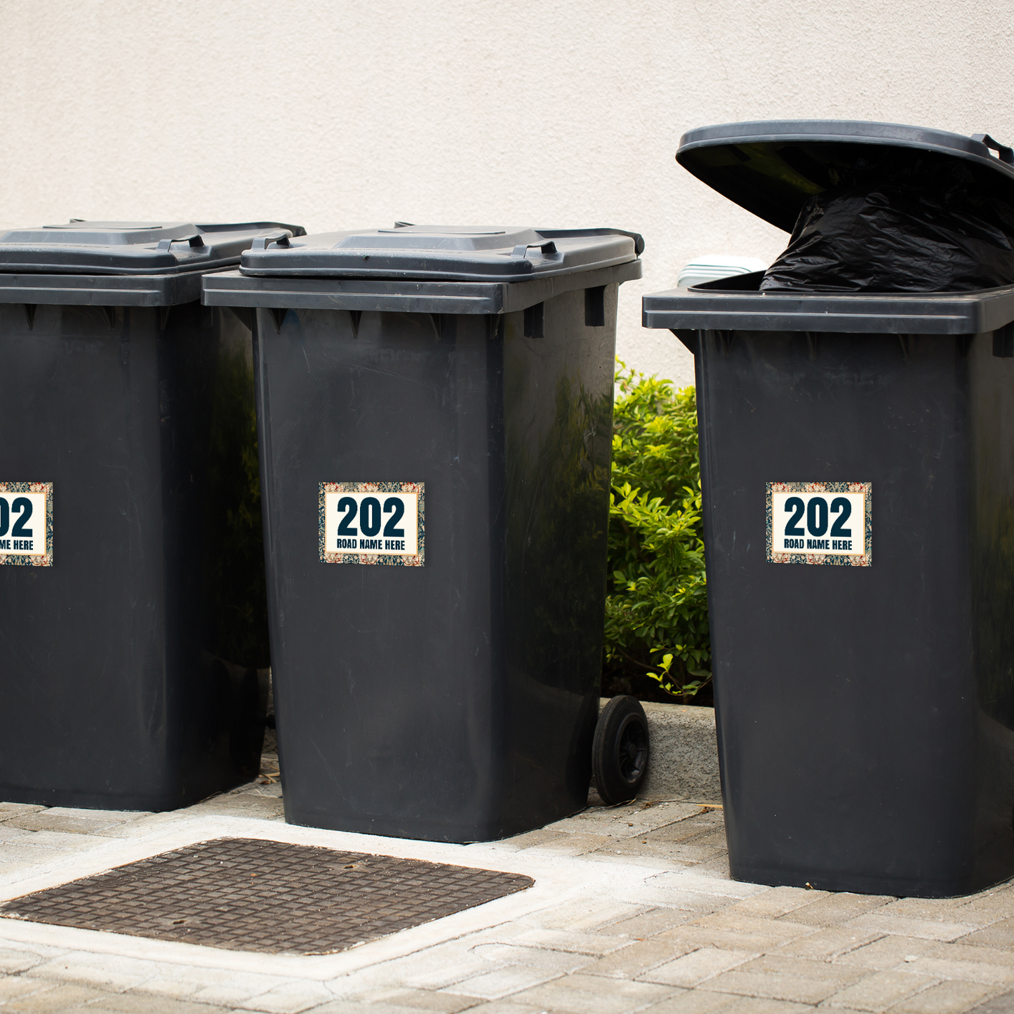 Wheelie Bin Numbers Personalised Waterproof Bin stickers Labels House Street