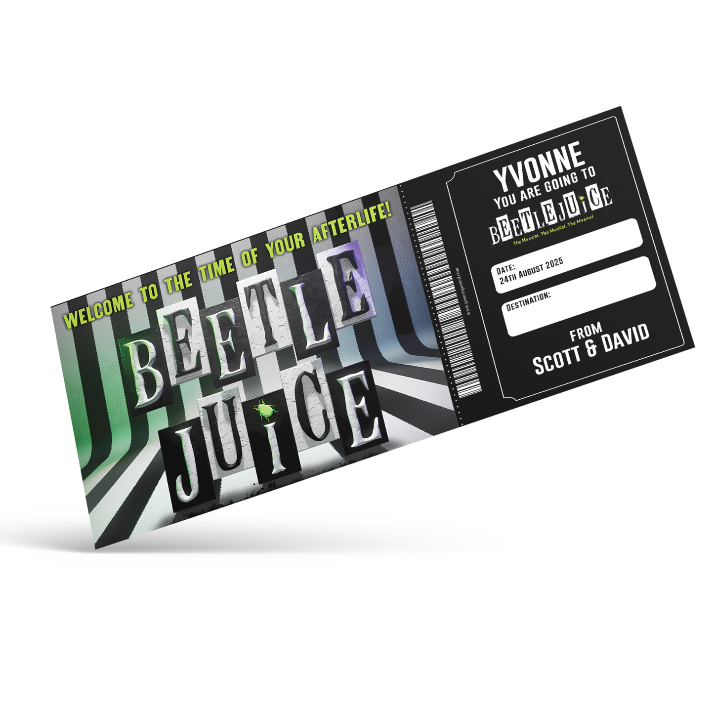 Beetlejuice The Musical Ticket Gift Surprise Personalised Christmas