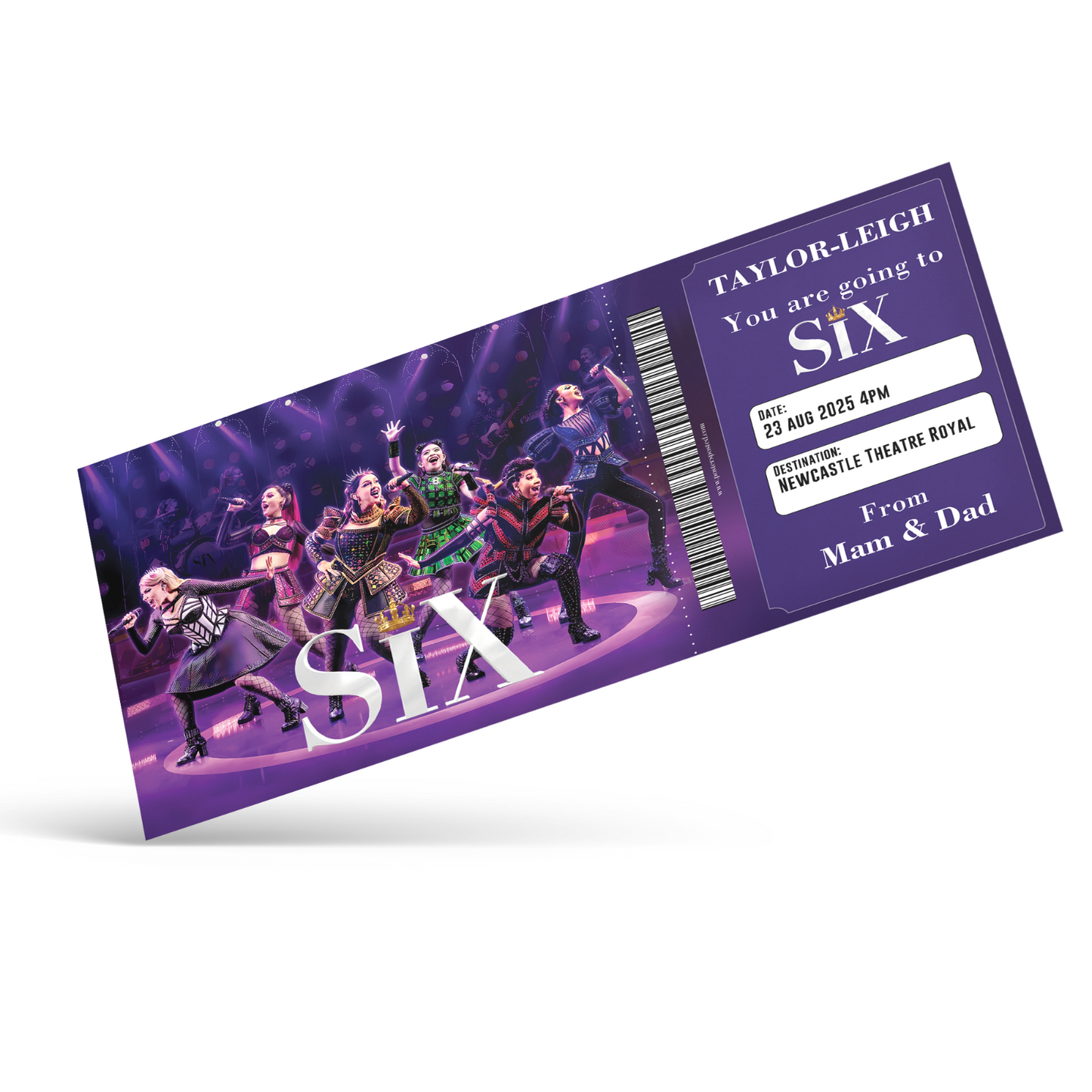 Six The Musical Ticket Theatre Personalised Ticket Gift Keepsake Reveal Gift