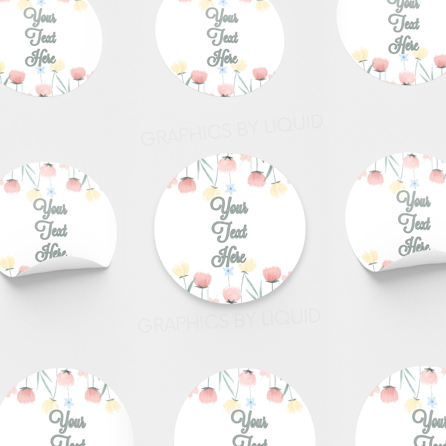 Personalised Name LOGO Printed Labels Seal Company Floral Wedding Round Stickers