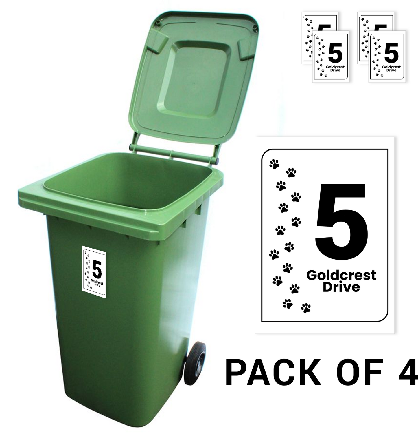 Whte Wheelie Bin House Numbers Stickers Wheely Dustbin Sticker Waterproof